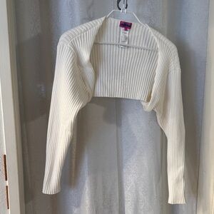 EDIKSTED White Ribbed Cropped Bolero Shrug